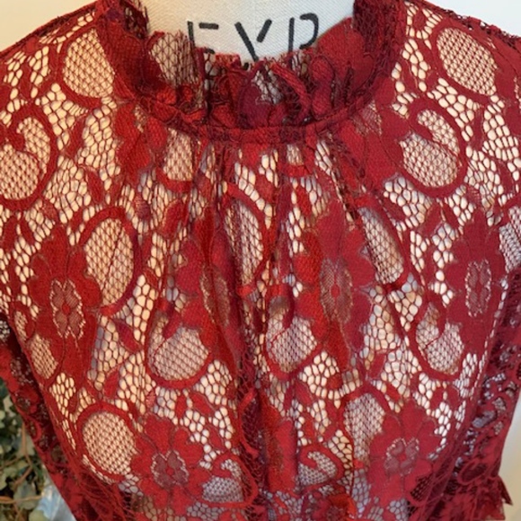 INA Women's Lace Tunic with Ruffle Sleeves - Picture 8 of 8